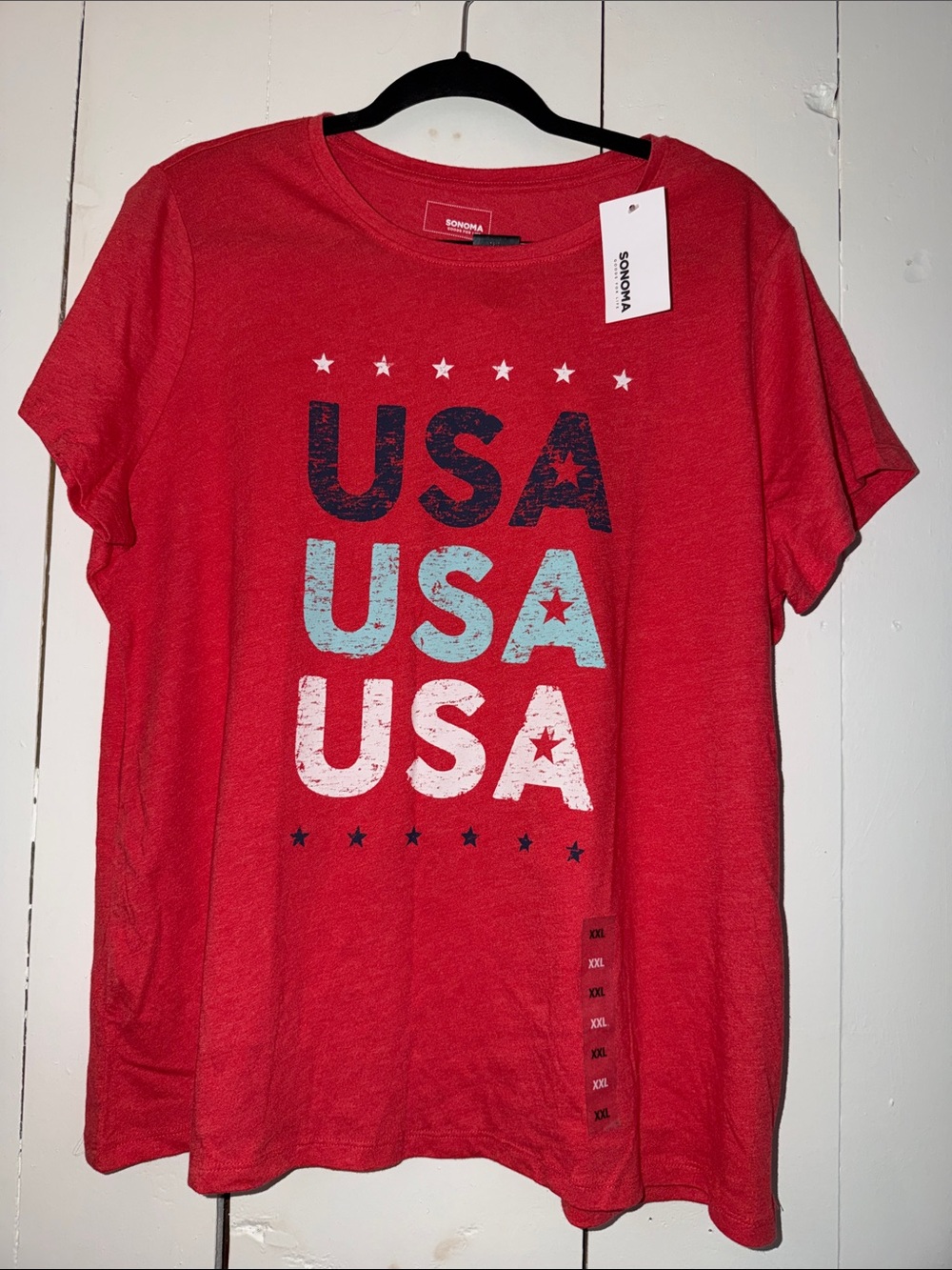 Sonoma Red USA Graphic Tee with Navy, Teal, and White Print